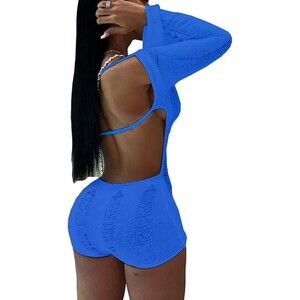 Long Sleeve Romper Backless Bodycon Party Club Night Rompers